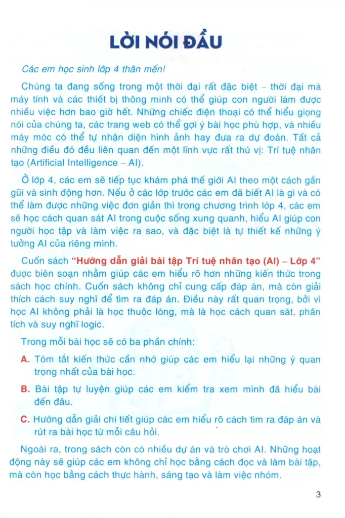 HƯỚNG DẪN GIẢI BÀI TẬP TRÍ TUỆ NHÂN TẠO (AI) LỚP 4